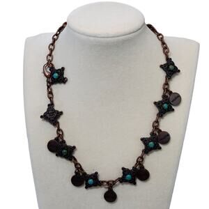 Faux Turquoise Necklace Inspirational Charm Dangle Lobster Closure 15"